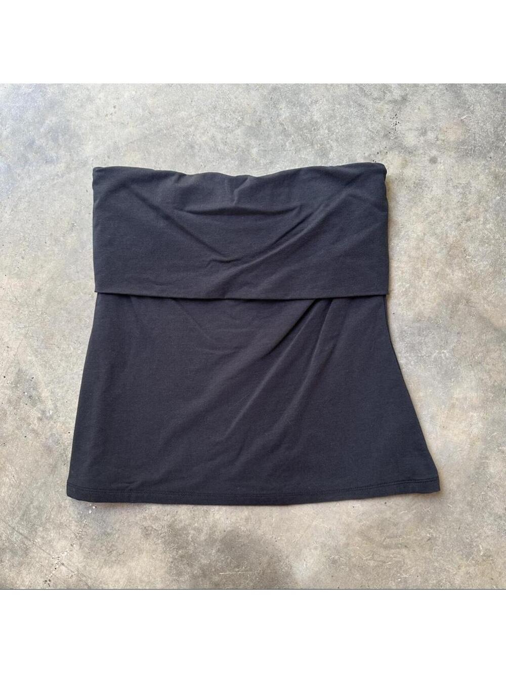 Abercrombie & Fitch black strapless foldover tube crop top